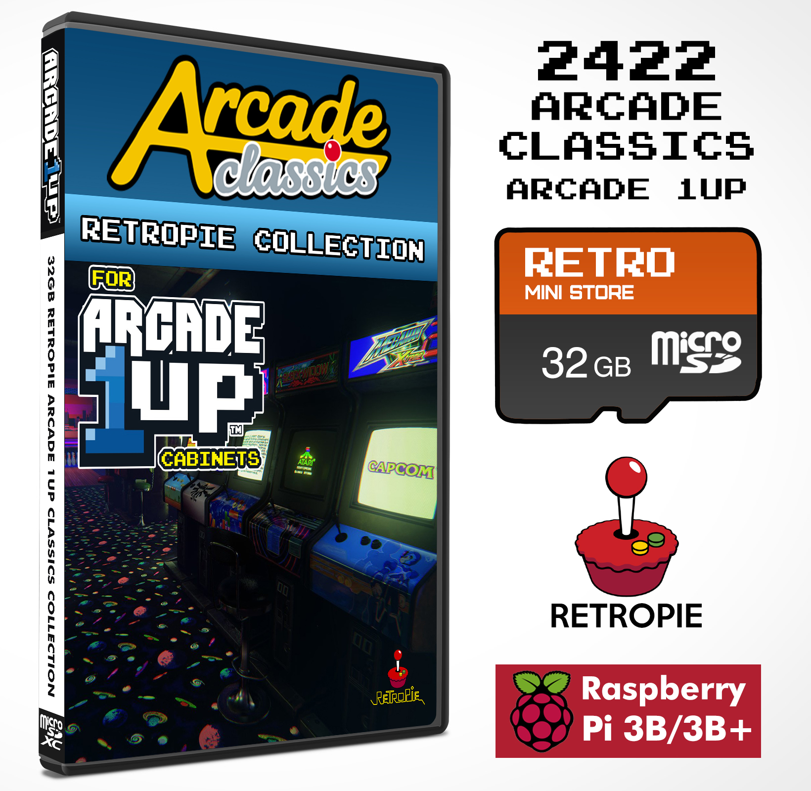 Arcade 1UP 32GB Retropie microSD - 2422 Games Preloaded for Raspberry Pi  3B+ & 3B! - RetroMini Store