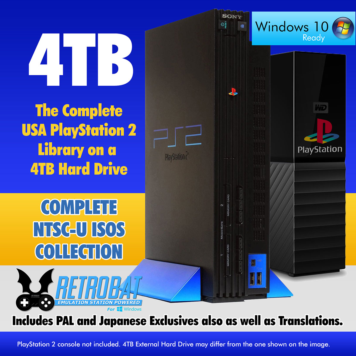 PlayStation 2 Complete USA ISOs Collection 4TB External Hard Drive with  RetroBat - RetroMini Store